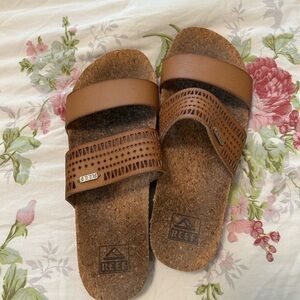 Reef Brown Double-Strap Slide Sandals